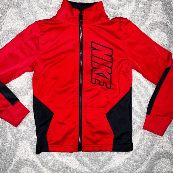 Nike Red and Black Athletic Jacket with Full Zip - Picture 2 of 7